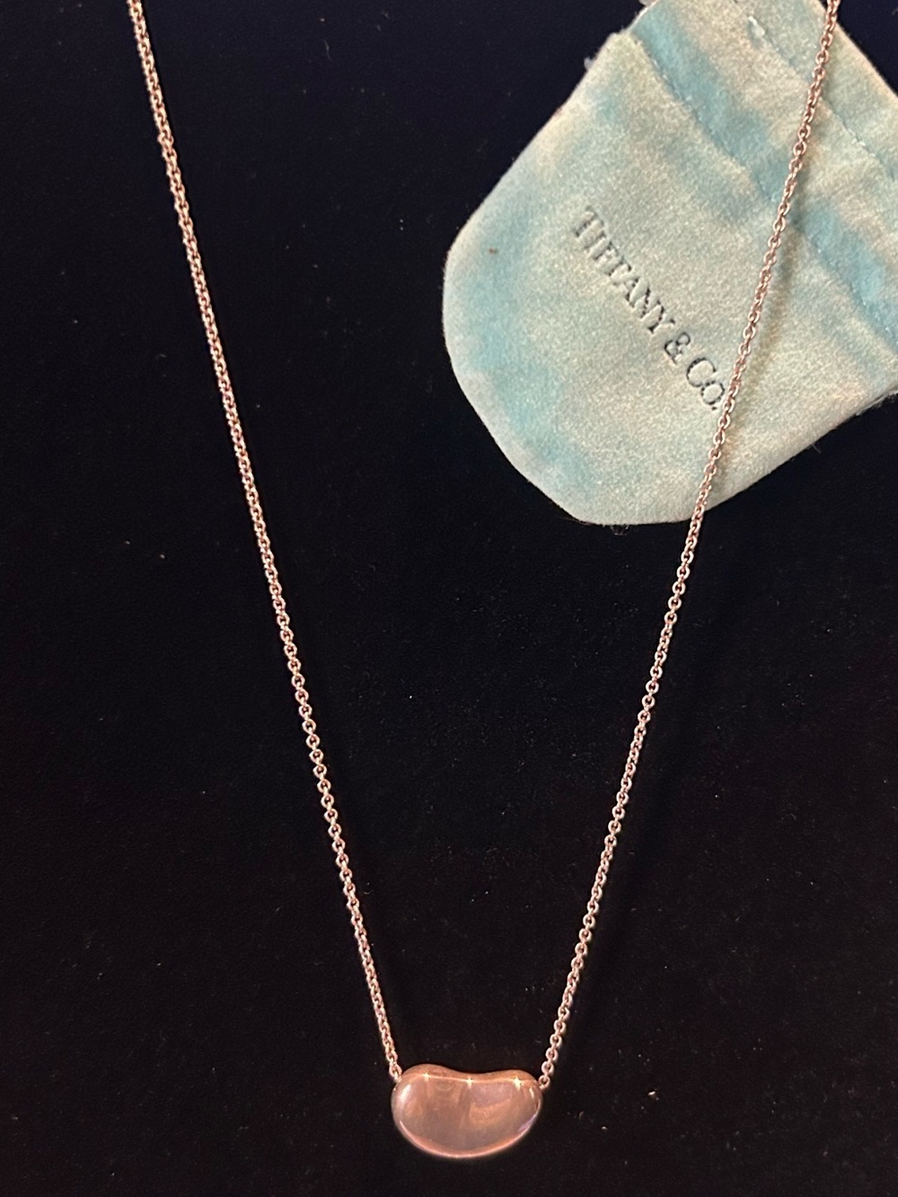 Authentic Tiffany & Co Elsa Peretti Sterling Silver Bean Pendant Necklace 925
